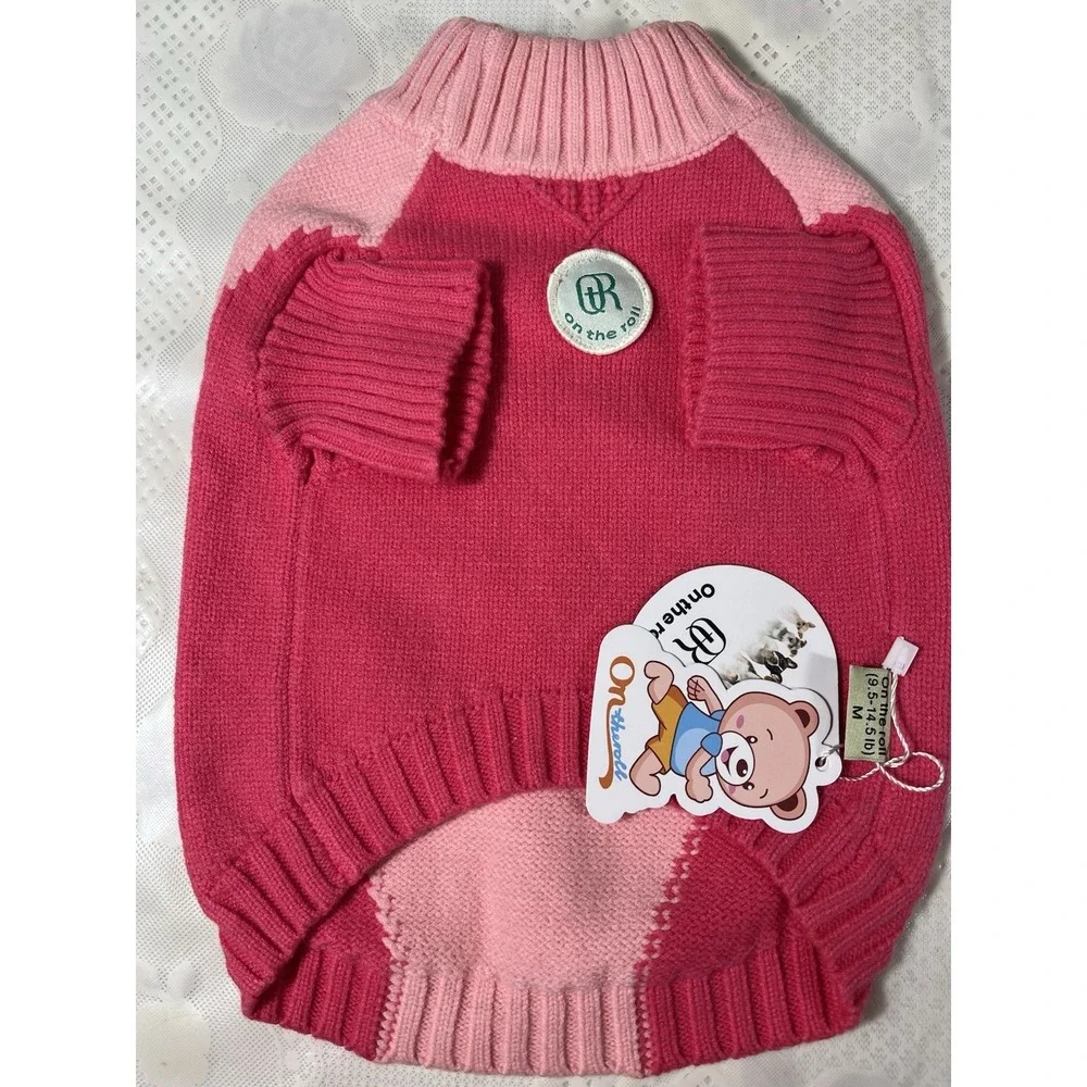 Dog Sweater ON THE ROLL  Apparel for Dogs Pink Hoodie Size M Pink 9.5-14.5 Lb